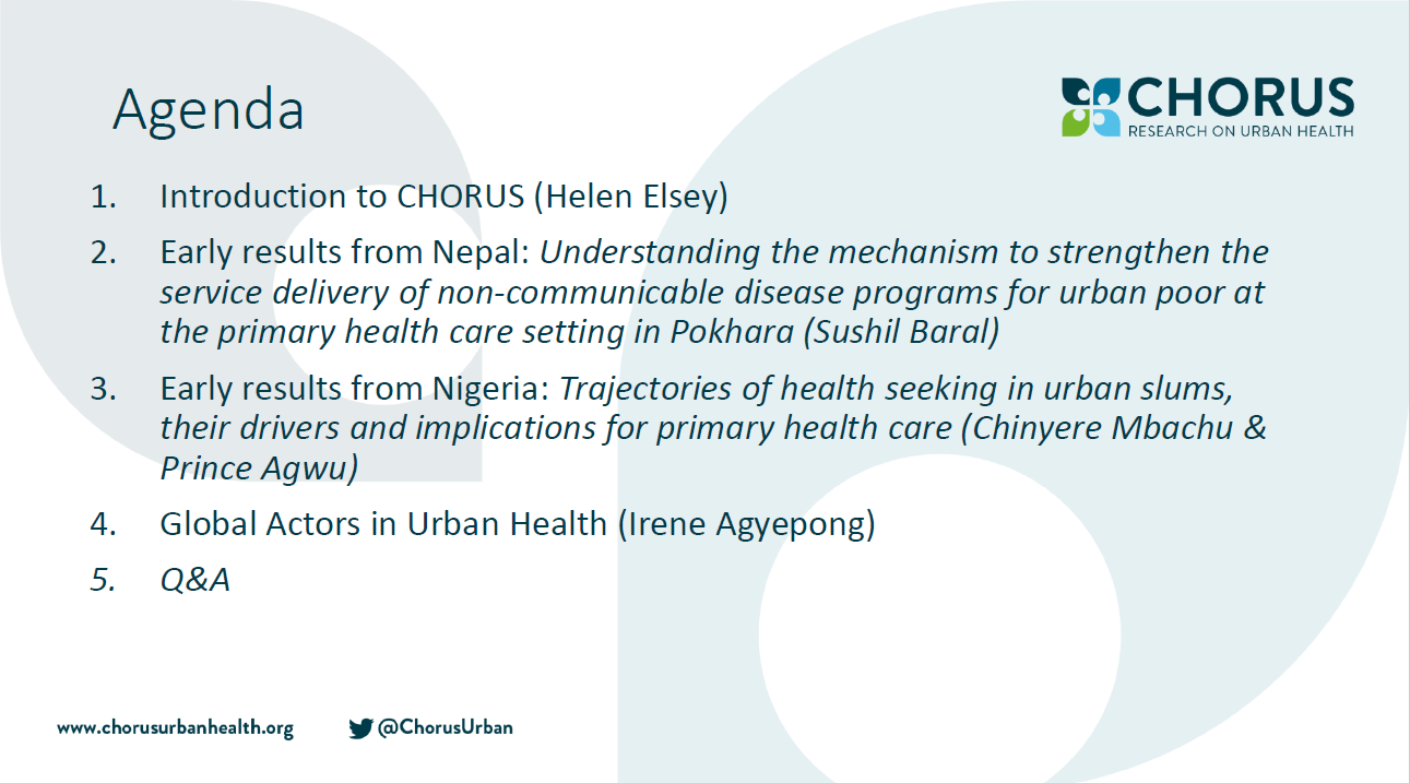 CHORUS Presentation Initial findings from needs assessments in Nepal
